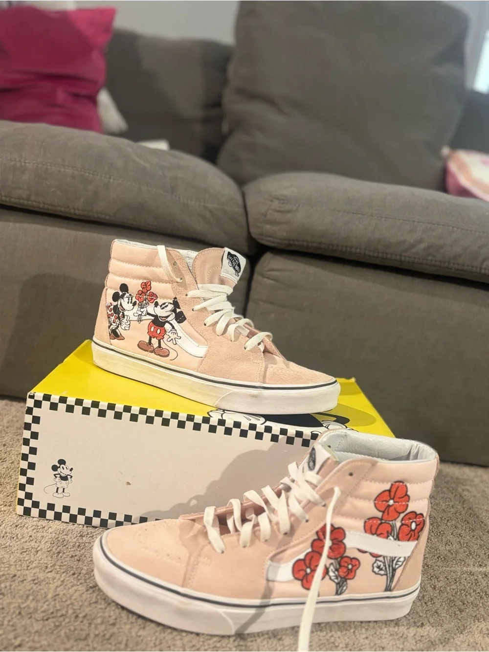 Limited edition Vans x Disney Sk8-Hi sneakers featuring Mickey & Minnie Mouse